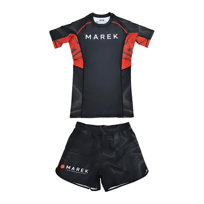 BJJ Rash Guard Set - Black & Red